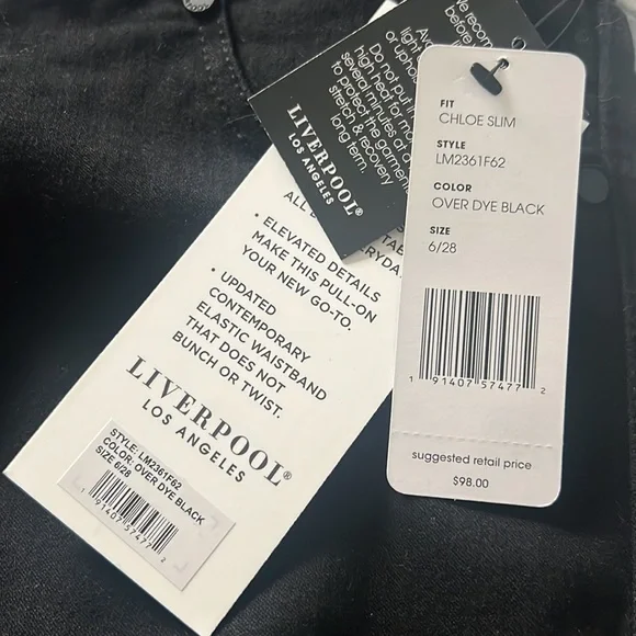 Liverpool Black Chloe Jeans size 6/28 Slim stretch - Picture 4 of 5